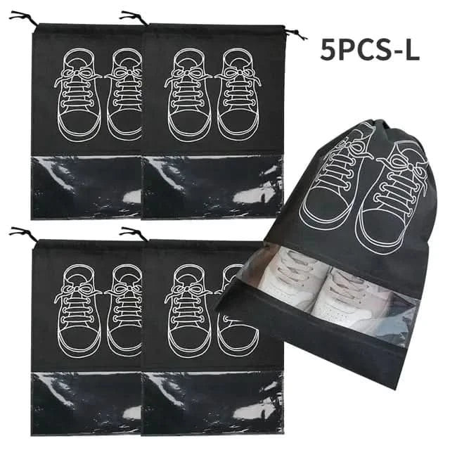 4348 WC VIP Beauty Shoes Bag Black / 5 Pieces Portable Cosmetic Bag