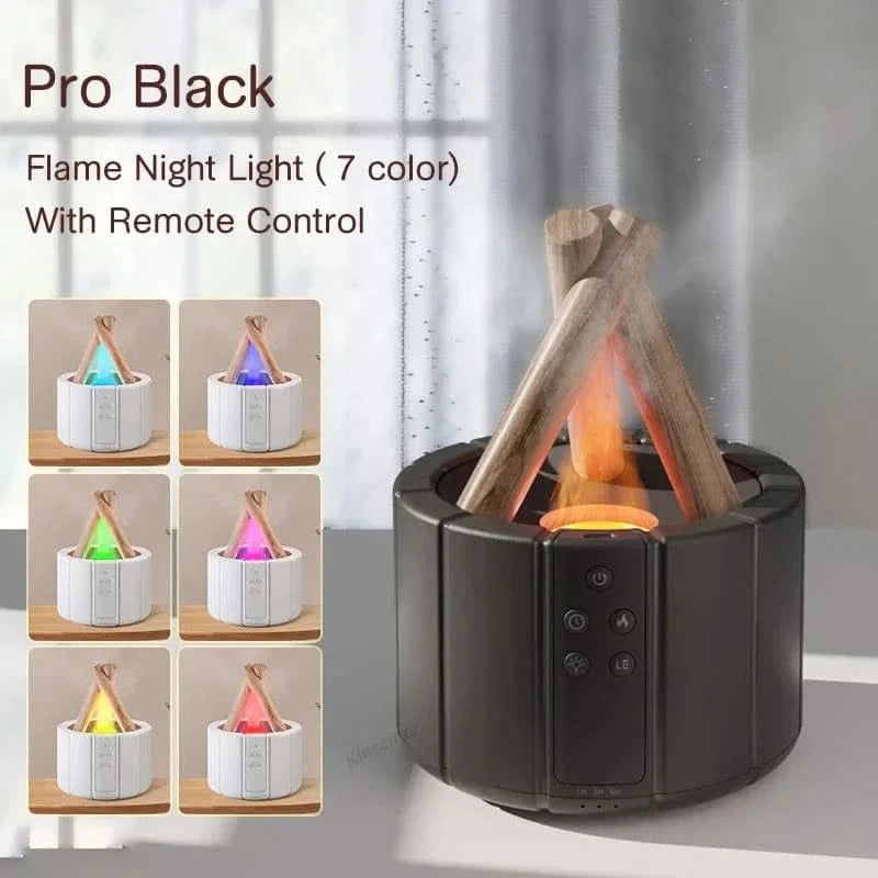 x Pro Black Simulated Flame Aromatherapy Diffuser – Relaxing & Stylish