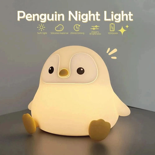WOW GOODS !! Baby & Child Cute Penguin Night Light for Kids Bedroom Rechargeable Animal Silicone Nursery Night Lamp Touch Control Nightlight for Baby Gift