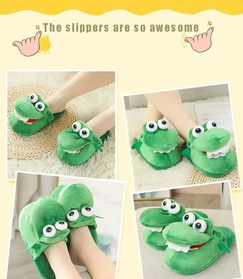 x Adorable Cartoon Crocodile Slippers β Cozy & Fun