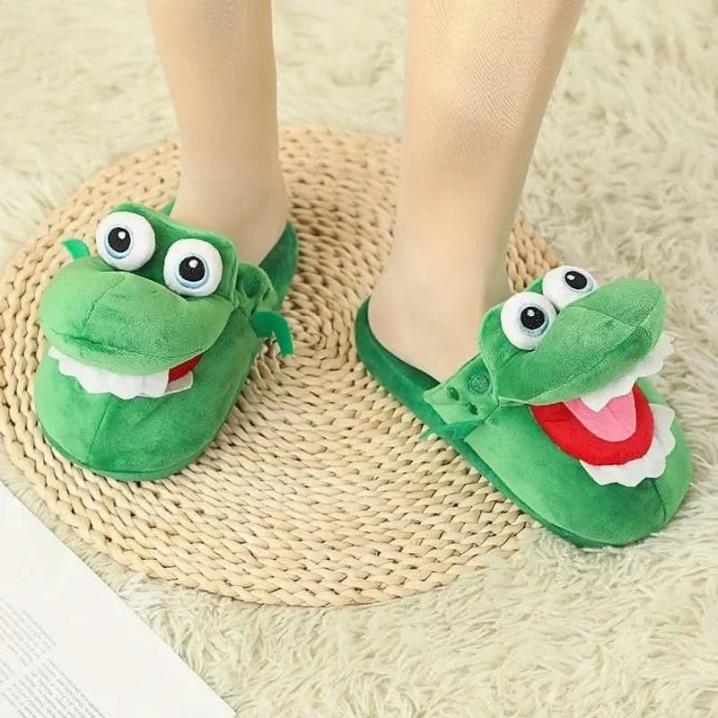 x Adorable Cartoon Crocodile Slippers β Cozy & Fun