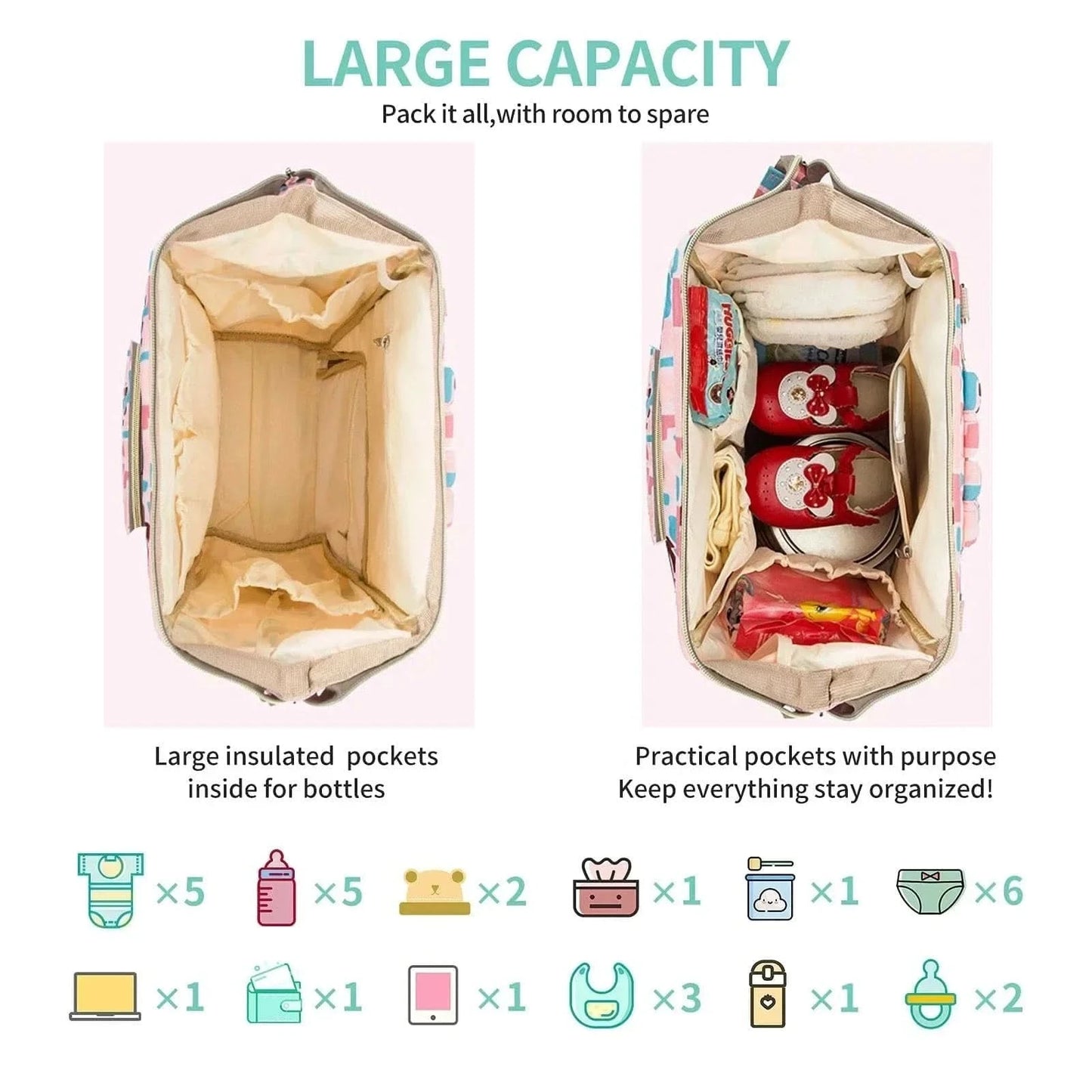 WOW GOODS !! Large Capacity Lightweight Size Mommy Baby Diaper Bag for Baby Things for Babies Large Capacity Maternity Bag