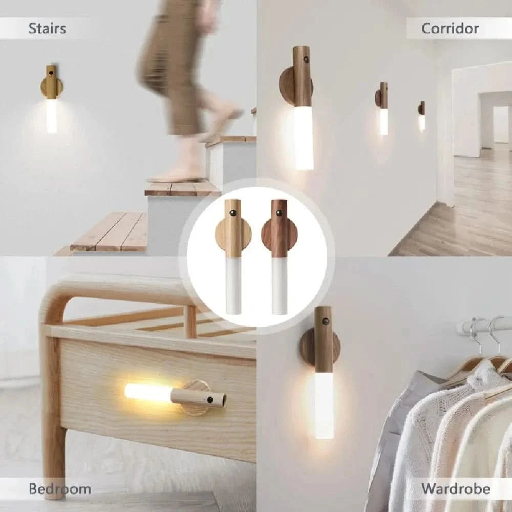x Home & Garden Minimalist LED Wooden Night Light – USB Powered