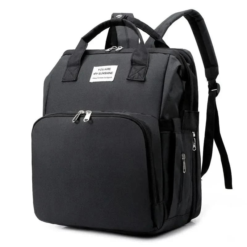 WOW GOODS !! Baby & Child black Foldable Diaper Bag Baby Bed Bags Crib Travel Backpack with Changing Station Insulated Pocket Large Capacity