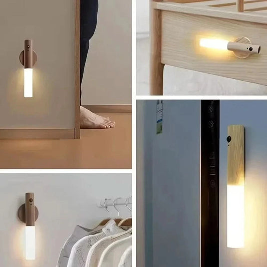 WOW GOODS !! LED USB Night Light Magnetic Wall Lamp Kitchen Cabinet Closet Light Home Staircase Bedroom Table Move Lamp Bedside Lighting -1PC