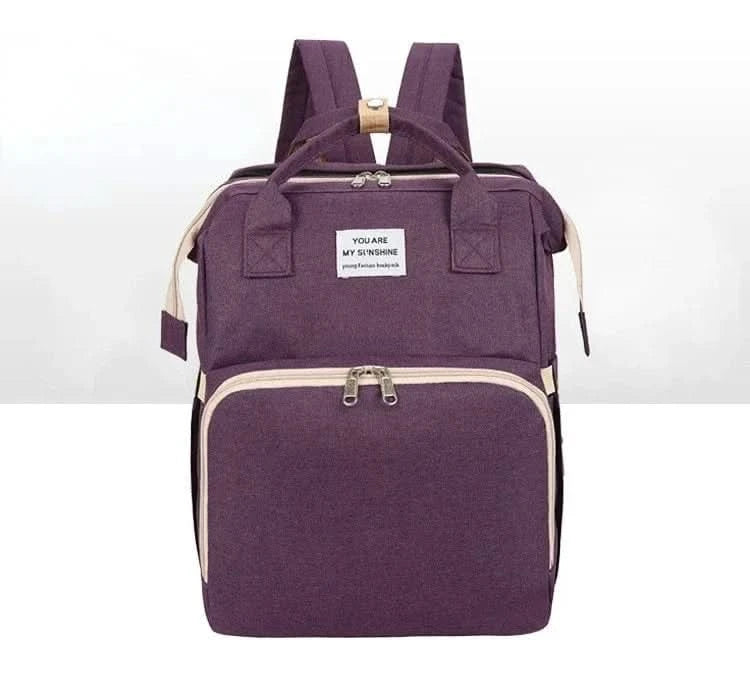 WOW GOODS !! Baby & Child Purple Foldable Diaper Bag Baby Bed Bags Crib Travel Backpack with Changing Station Insulated Pocket Large Capacity