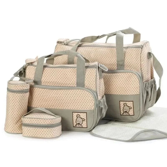 WOW GOODS !! Baby & Child 5pcs/set Baby Diaper Bag Multifunctional Portable Travel Nappy Feeding Bottle Organizer Bags Large Capacity Mummy Shoulder Bag