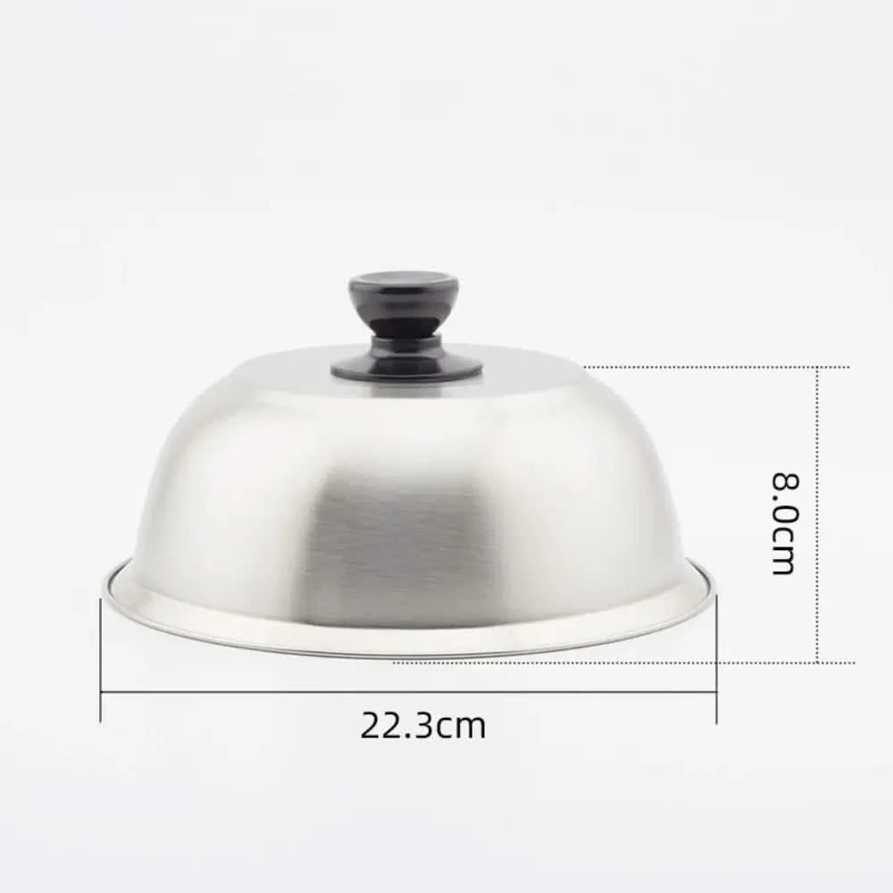 Stainless Steel Frying Pan Covers Barbecue Burgers Sandwiches Steak Round Pot Lids Cover Cookware Cheese Melting Dome