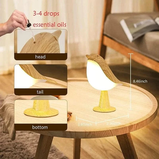 WOW GOODS !! Home & Garden 3 Colors Magpie Bird Night Lights Dimmable Charging LED Touch Controlled Lamp Aromatherapy Decoration Atmosphere Desk Lighting