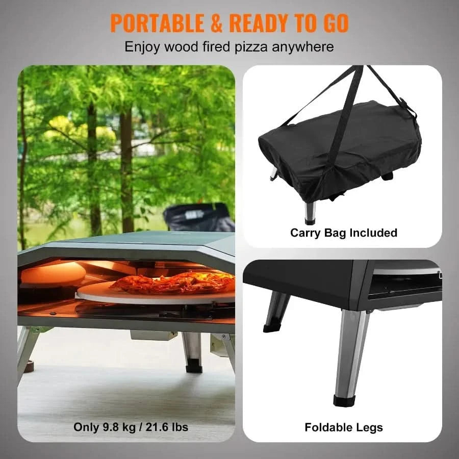 13 Outdoor Pizza Oven Portable Gas Oven Iron Spray Foldable for Camping
