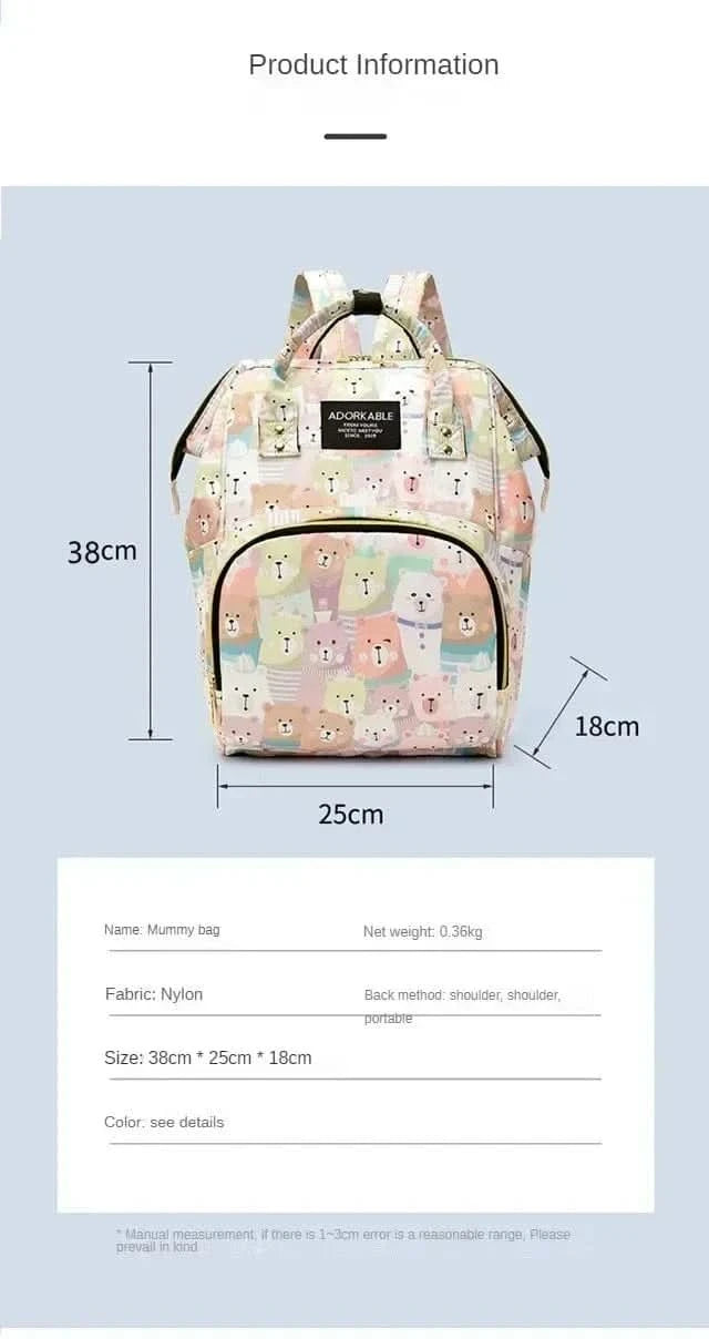 WOW GOODS !! Diaper Bag 25*38CM Baby Diaper Bag Cartoon Print Handbag Waterproof Reusable Diaper Bag Outdoor Travel Stroller Carrying Bag Storage