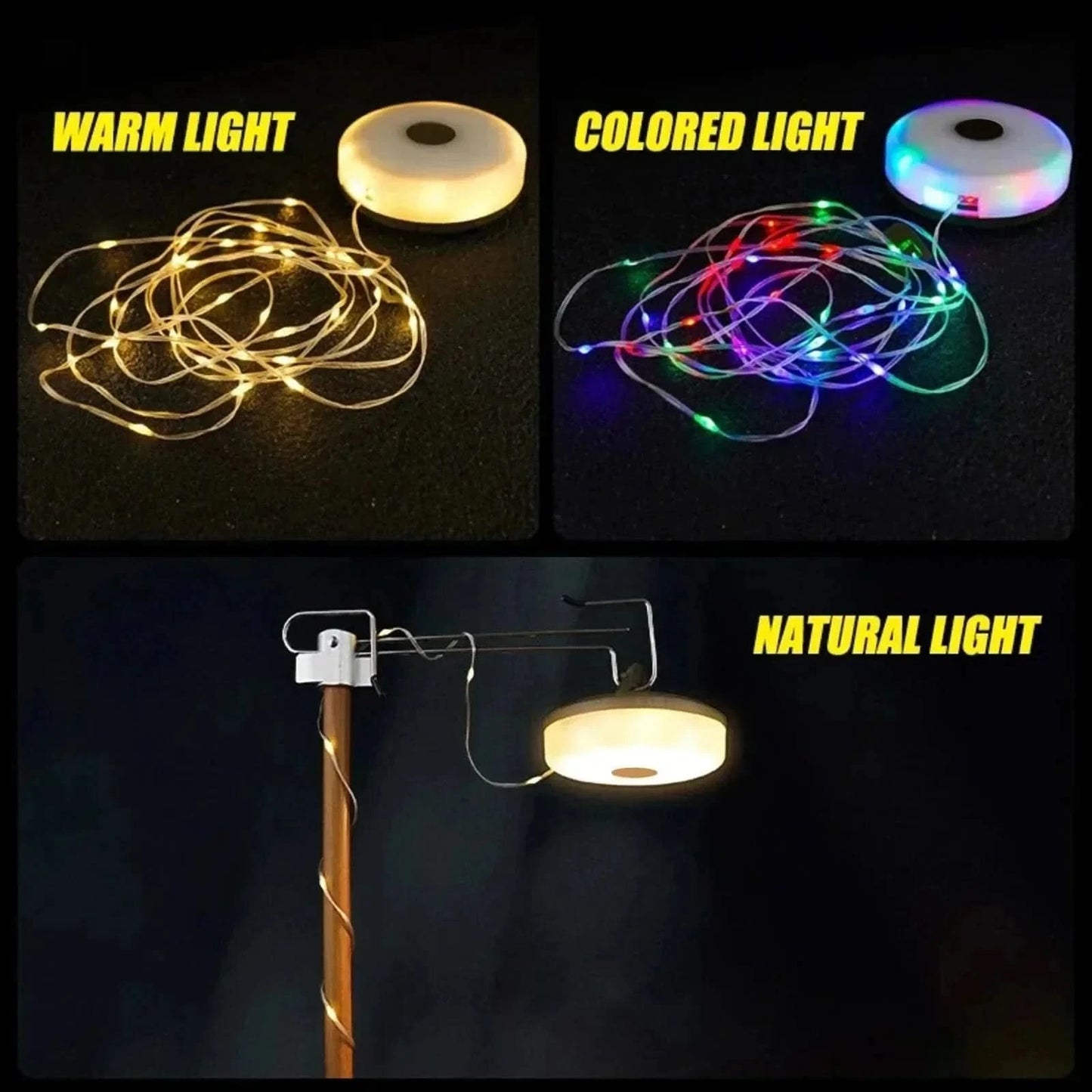 x Solar-Powered Camping String Lights – Warm & Decorative