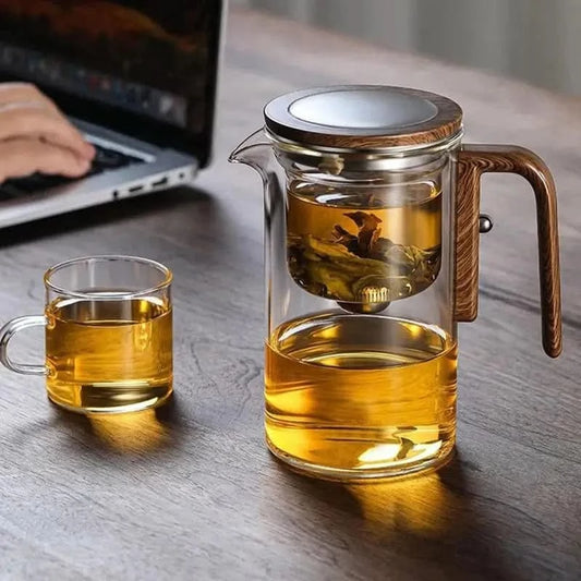 x Elegant Heat-Resistant Glass Teapot with Infuser