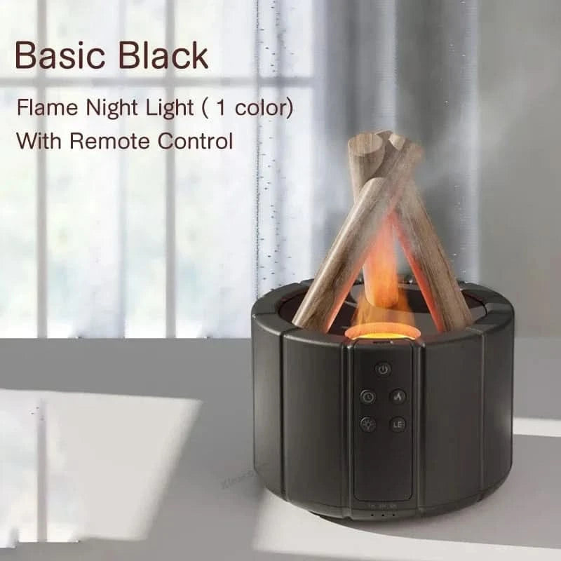 x Basic Black Simulated Flame Aromatherapy Diffuser – Relaxing & Stylish