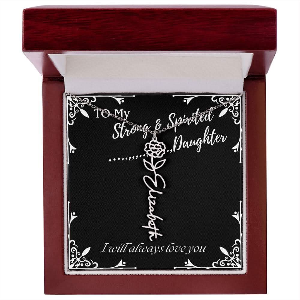 ShineOn Fulfillment Jewelry To My Strong & Spirited Daughter Custom Name Necklace, Daughter Gift From Dad, Mom, Daughter Jewelry, With Message Card And Gift Box
