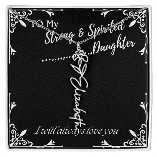 ShineOn Fulfillment Jewelry To My Strong & Spirited Daughter Custom Name Necklace, Daughter Gift From Dad, Mom, Daughter Jewelry, With Message Card And Gift Box