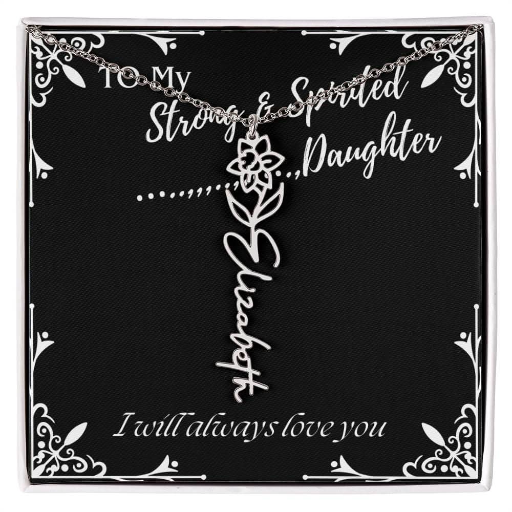 ShineOn Fulfillment Jewelry To My Strong & Spirited Daughter Custom Name Necklace, Daughter Gift From Dad, Mom, Daughter Jewelry, With Message Card And Gift Box