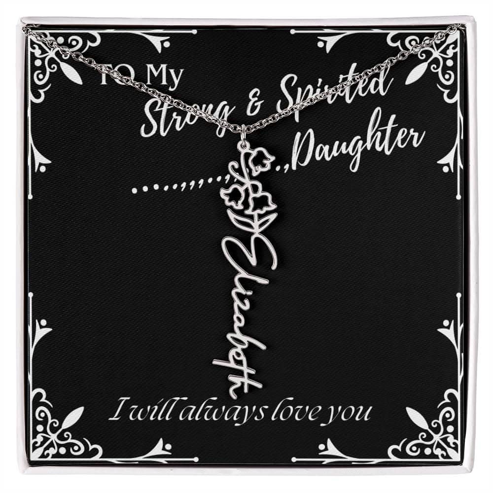 ShineOn Fulfillment Jewelry To My Strong & Spirited Daughter Custom Name Necklace, Daughter Gift From Dad, Mom, Daughter Jewelry, With Message Card And Gift Box