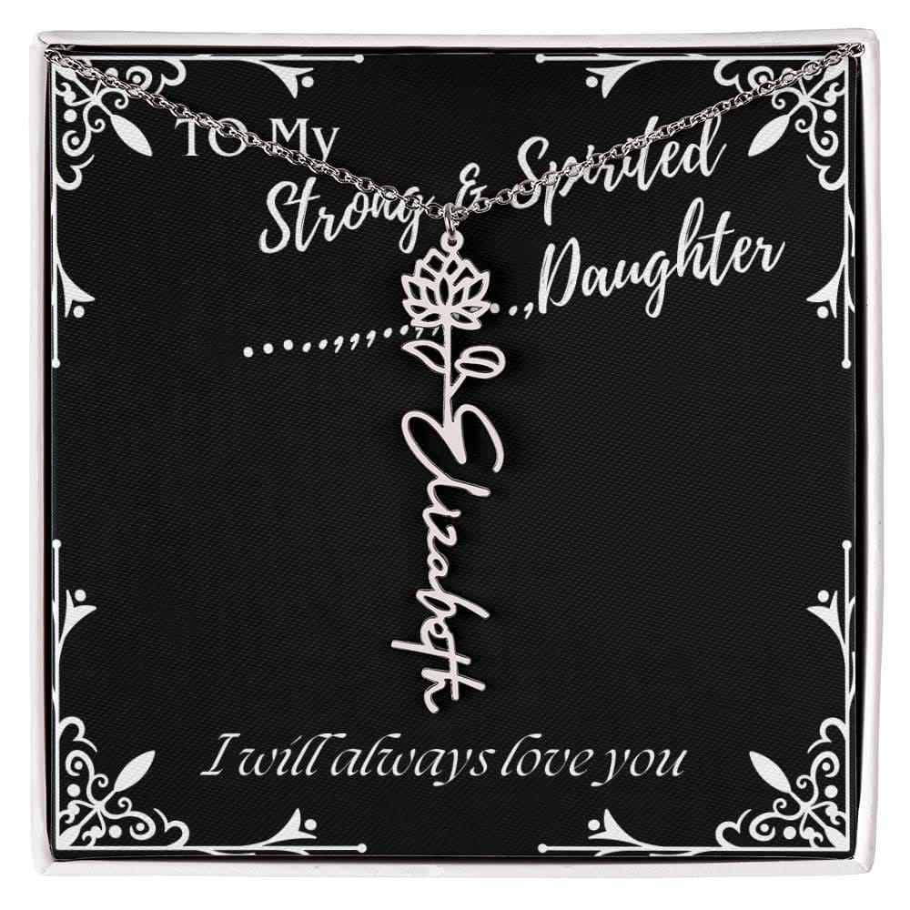 ShineOn Fulfillment Jewelry To My Strong & Spirited Daughter Custom Name Necklace, Daughter Gift From Dad, Mom, Daughter Jewelry, With Message Card And Gift Box