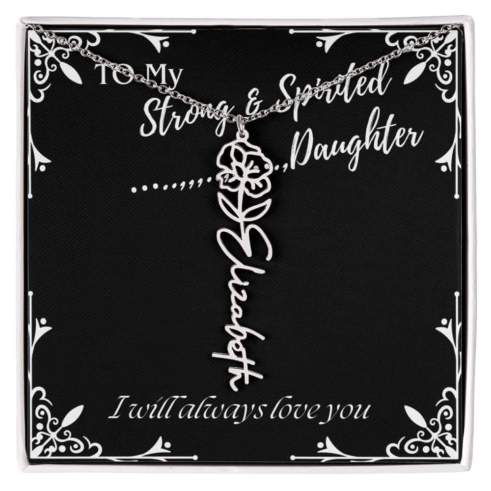 ShineOn Fulfillment Jewelry To My Strong & Spirited Daughter Custom Name Necklace, Daughter Gift From Dad, Mom, Daughter Jewelry, With Message Card And Gift Box