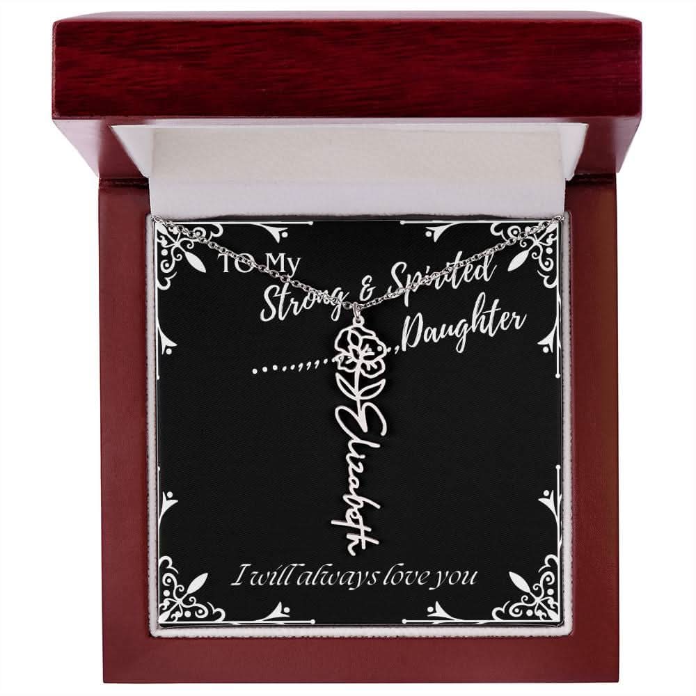 ShineOn Fulfillment Jewelry To My Strong & Spirited Daughter Custom Name Necklace, Daughter Gift From Dad, Mom, Daughter Jewelry, With Message Card And Gift Box