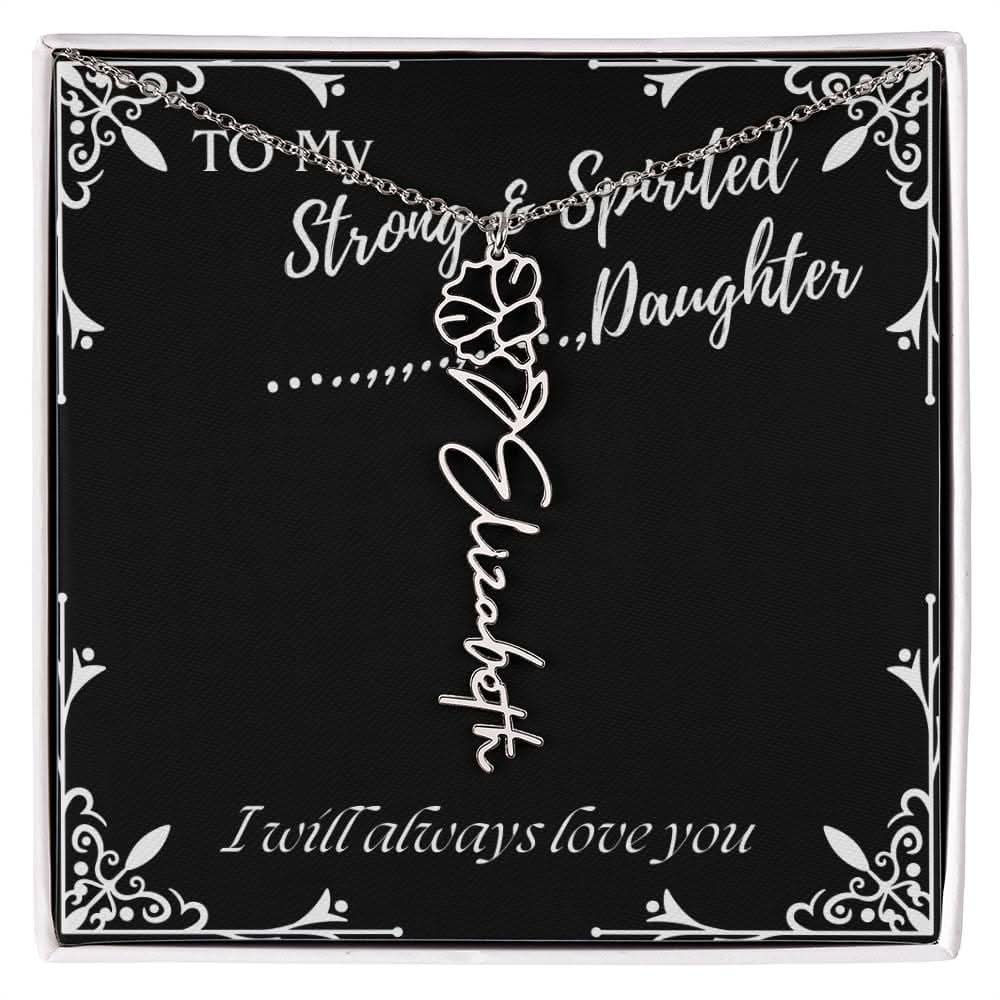ShineOn Fulfillment Jewelry To My Strong & Spirited Daughter Custom Name Necklace, Daughter Gift From Dad, Mom, Daughter Jewelry, With Message Card And Gift Box