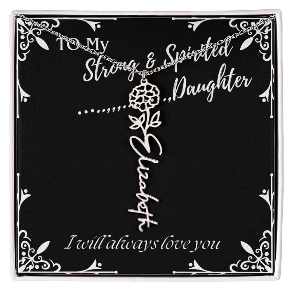 ShineOn Fulfillment Jewelry To My Strong & Spirited Daughter Custom Name Necklace, Daughter Gift From Dad, Mom, Daughter Jewelry, With Message Card And Gift Box
