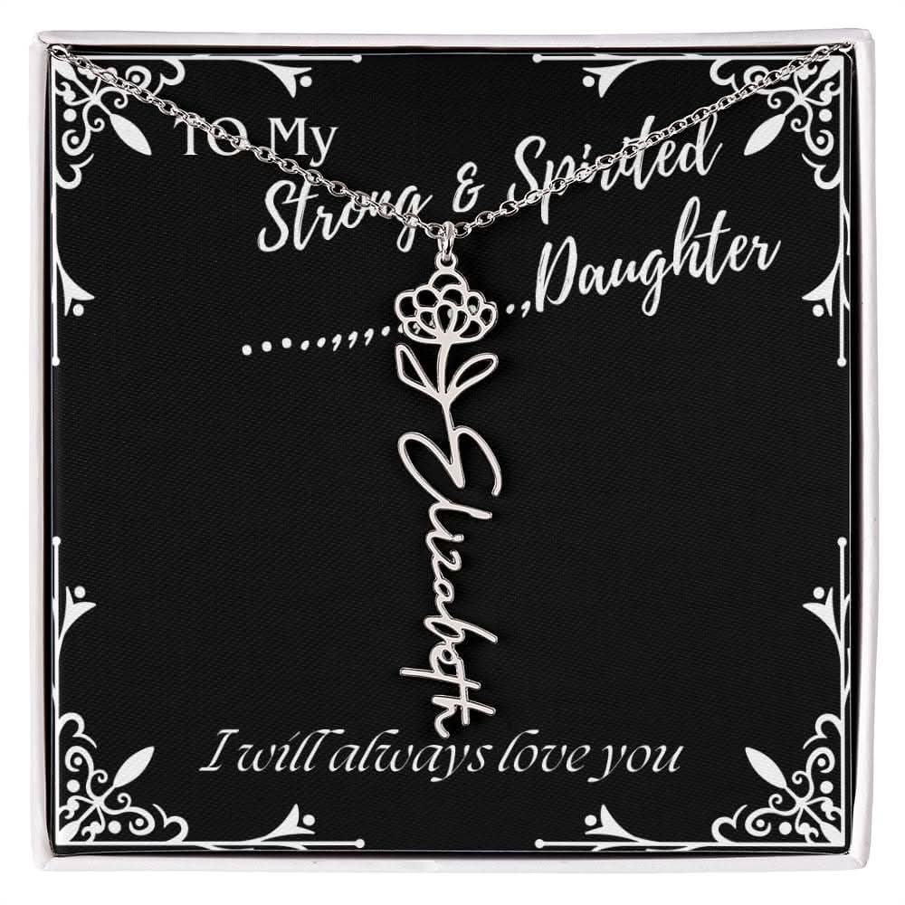 ShineOn Fulfillment Jewelry To My Strong & Spirited Daughter Custom Name Necklace, Daughter Gift From Dad, Mom, Daughter Jewelry, With Message Card And Gift Box
