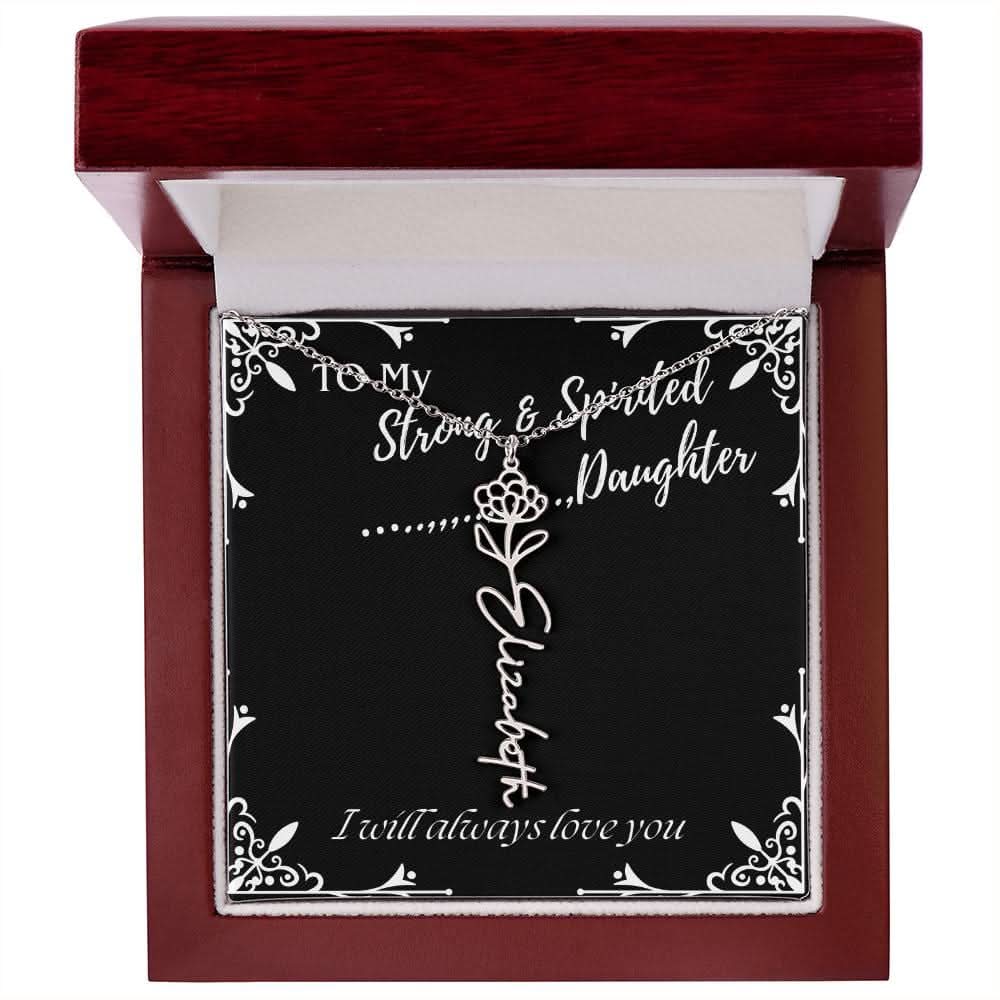 ShineOn Fulfillment Jewelry To My Strong & Spirited Daughter Custom Name Necklace, Daughter Gift From Dad, Mom, Daughter Jewelry, With Message Card And Gift Box