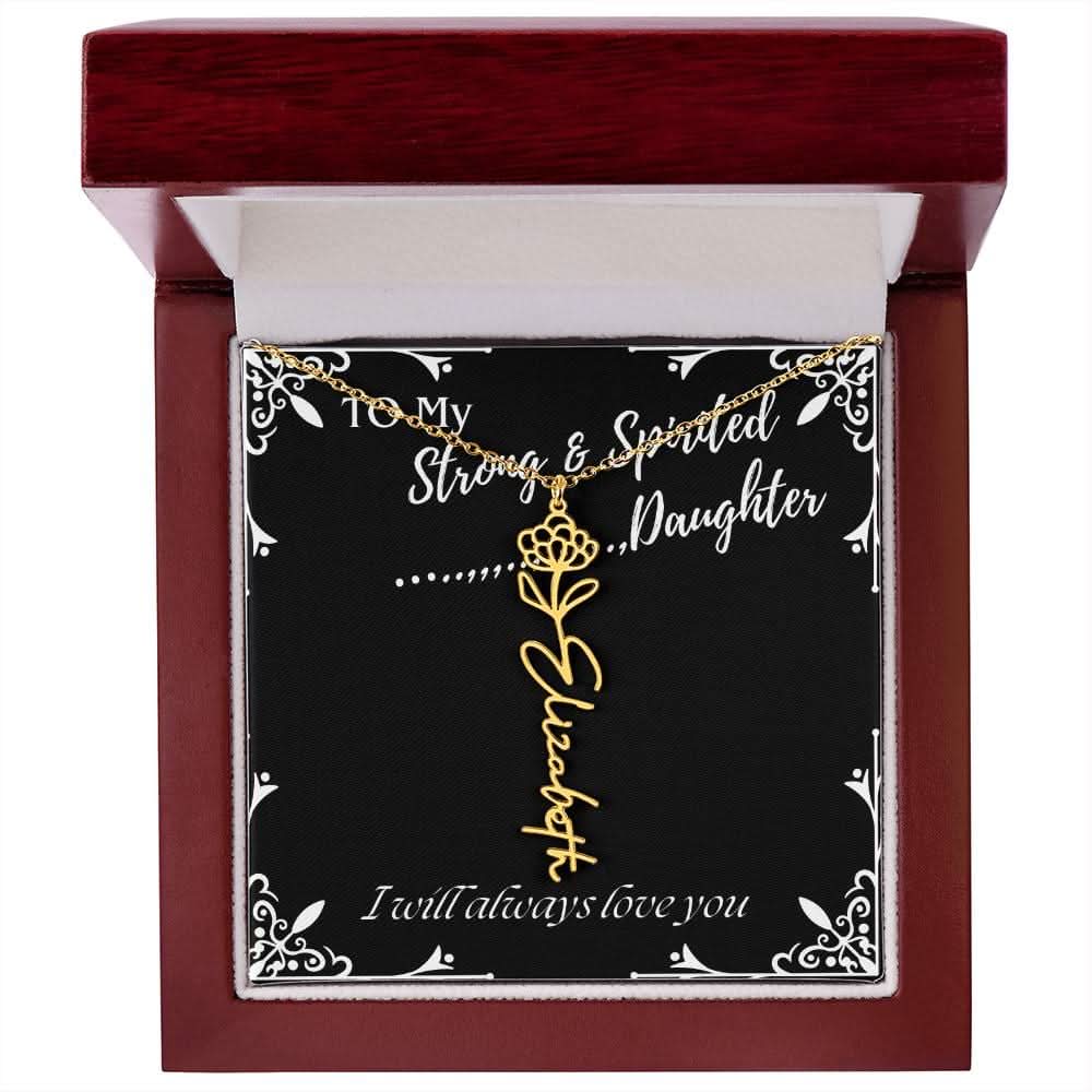 ShineOn Fulfillment Jewelry 18k Yellow Gold Finish / Luxury Box / November To My Strong & Spirited Daughter Custom Name Necklace, Daughter Gift From Dad, Mom, Daughter Jewelry, With Message Card And Gift Box