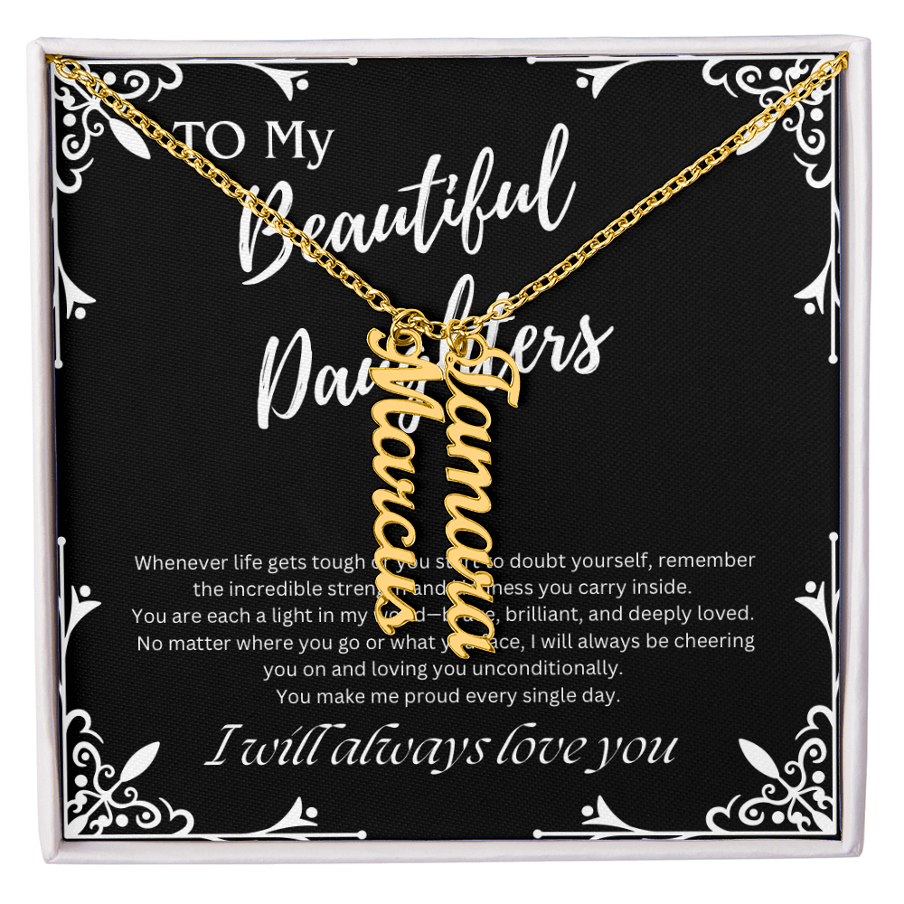 To My Beautiful Daughters Custom Name Necklace