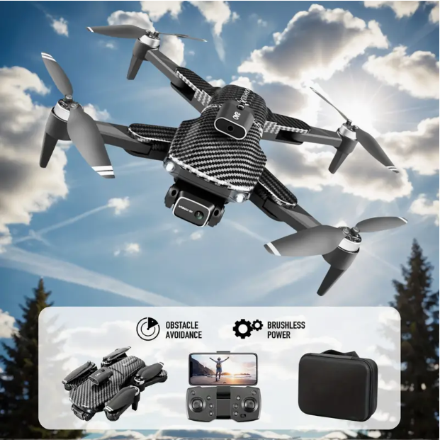 Professional-Grade Aerial Photography Drone with 4K Camera, 360° Tumbling, App-Controlled Tracking, Optical Flow Positioning, Intelligent Obstacle Avoidance, Brushless Motor, Elegant Carbon Fiber Exterior, FPV Quadcopter —