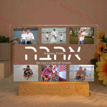WOW GOODS !! Love (Hebrew) / Warm Light Custom Acrylic Lamp Personalized Photo Text Bedroom Night Light MOM DAD LOVE Friend Family Day Wedding Birthday Christmas Gift