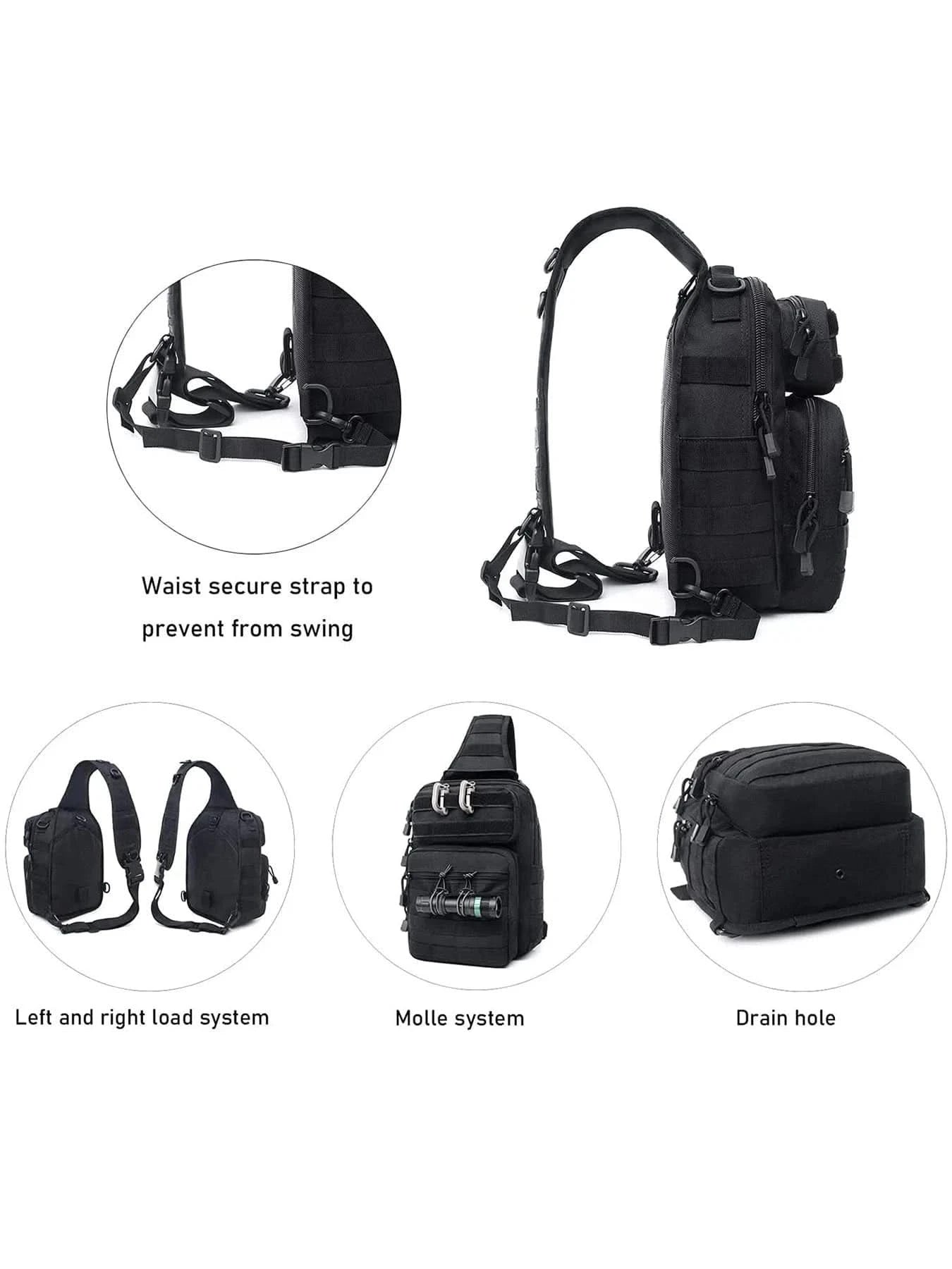 WOW GOODS !! black color Tactical Bag Rover Shoulder Sling Pack Molle Assault Range PackS Diaper Day Bag for Men Traveling, Trekking, Camping