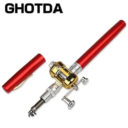 x Red Pocket-Size Telescopic Fishing Rod – Portable & Lightweight