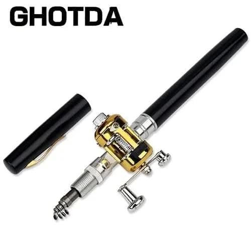 x Black Pocket-Size Telescopic Fishing Rod – Portable & Lightweight