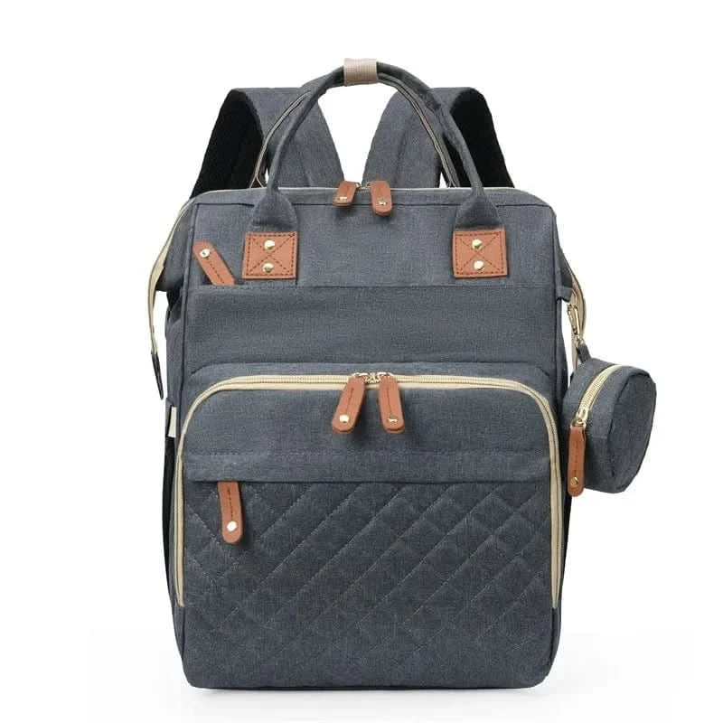 WOW GOODS !! Dark Grey Foldable Bed Diaper Bag Mommy Bag Large Capacity Pacifier Baby Backpack with Insulated Bottle Bag Baby Stroller Hanging Bag