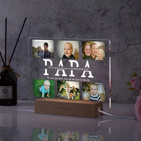 WOW GOODS !! Custom Acrylic Lamp Personalized Photo Text Bedroom Night Light MOM DAD LOVE Friend Family Day Wedding Birthday Christmas Gift