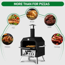 Outdoor Pizza Oven Wood Fired 2Layer Pizza Ovens Outside Pizza Maker with Stone Removable Cooking Rack for Camping Backyard BBQ