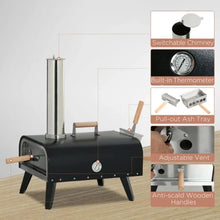 Outdoor Pizza Oven with 12 Stone Peel and Cover Portable Pellet Wood Fired Pizza Maker with Foldable Legs Stainless Steel Pizz