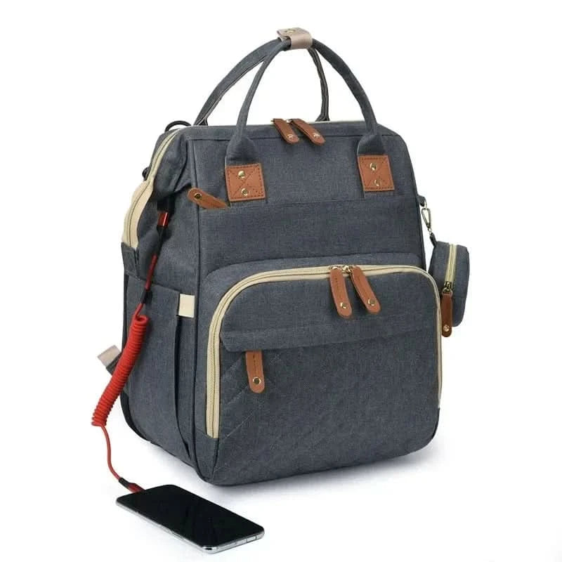 WOW GOODS !! Foldable Bed Diaper Bag Mommy Bag Large Capacity Pacifier Baby Backpack with Insulated Bottle Bag Baby Stroller Hanging Bag