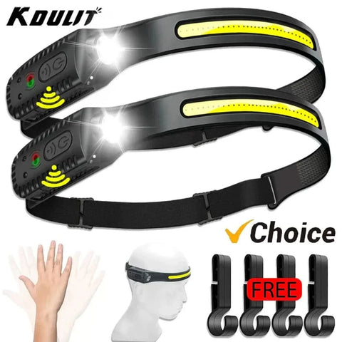 x Ultra-Bright USB Rechargeable LED Headlamp – Motion Sensor