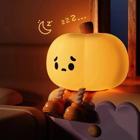 4348 WC VIP Baby & Child LED Night Lights Cute Pumpkin Safe Silicone Lamp USB Rechargeable Timing Bedside Decor Kids Baby Soft nightlight Halloween Gift