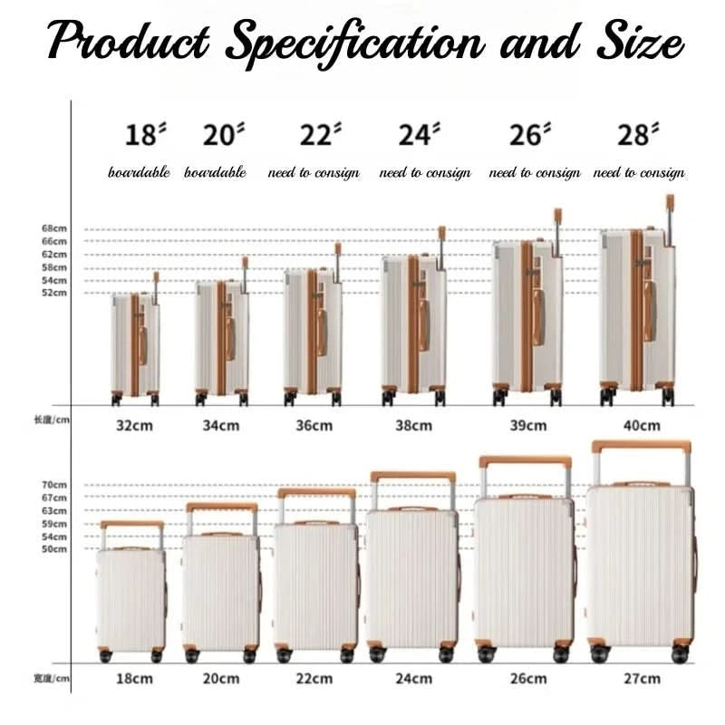 2025 New Luggage, Wide Trolley Bar, Shock Absorption Brake, Large Capacity Suitcase, 20 Inch Boarding Box Password Box