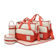 WOW GOODS !! Baby & Child Red 5pcs/set Baby Diaper Bag Multifunctional Portable Travel Nappy Feeding Bottle Organizer Bags Large Capacity Mummy Shoulder Bag