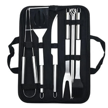 9pcs Portable BBQ tool Kit Outdoor Grill barbecue set Barbecue Set Spatula Clip Skewer With Storage Cloth Bag Grilling Tools