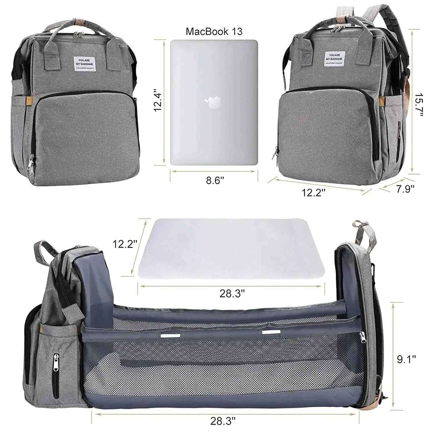 WOW GOODS !! Baby & Child Foldable Diaper Bag Baby Bed Bags Crib Travel  Backpack with Changing Station Insulated Pocket Large Capacity