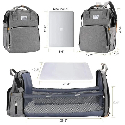 WOW GOODS !! Baby & Child Foldable Diaper Bag Baby Bed Bags Crib Travel  Backpack with Changing Station Insulated Pocket Large Capacity