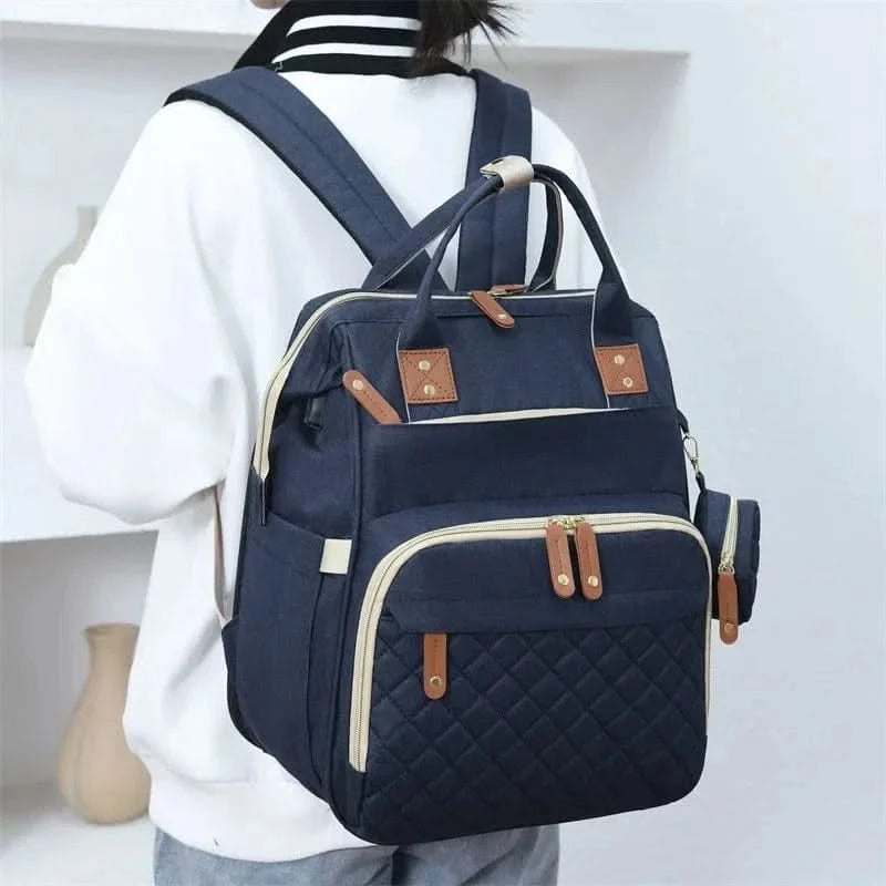 WOW GOODS !! Foldable Bed Diaper Bag Mommy Bag Large Capacity Pacifier Baby Backpack with Insulated Bottle Bag Baby Stroller Hanging Bag