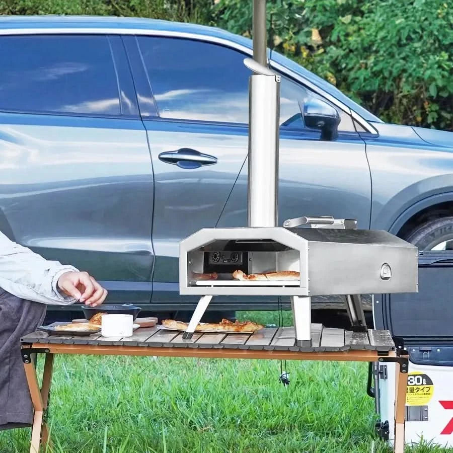 12 Outdoor Pizza Oven Portable Pellet Gas Pizza Oven Foldable for Camping